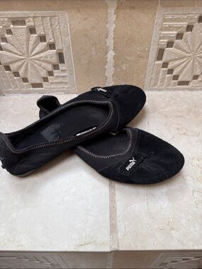 Puma Kids Black Slip-On Ballet Flats with Logo